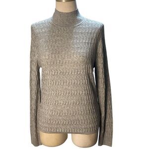NWT Gap Silver Metallic Pointelle Turtleneck Wool Stretch Knit Pullover Sweater